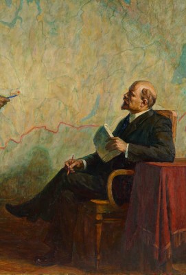 Алтаев Серафим Петрович. 1921 год. В.И. Ленин и наркомпуть Ф.Э. Дзержинский у схемы железных дорог РСФСР